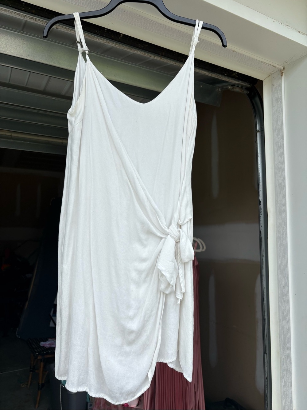 Women's White Tie-Side Slip Dress - Elegant Lightweight Sleepwear